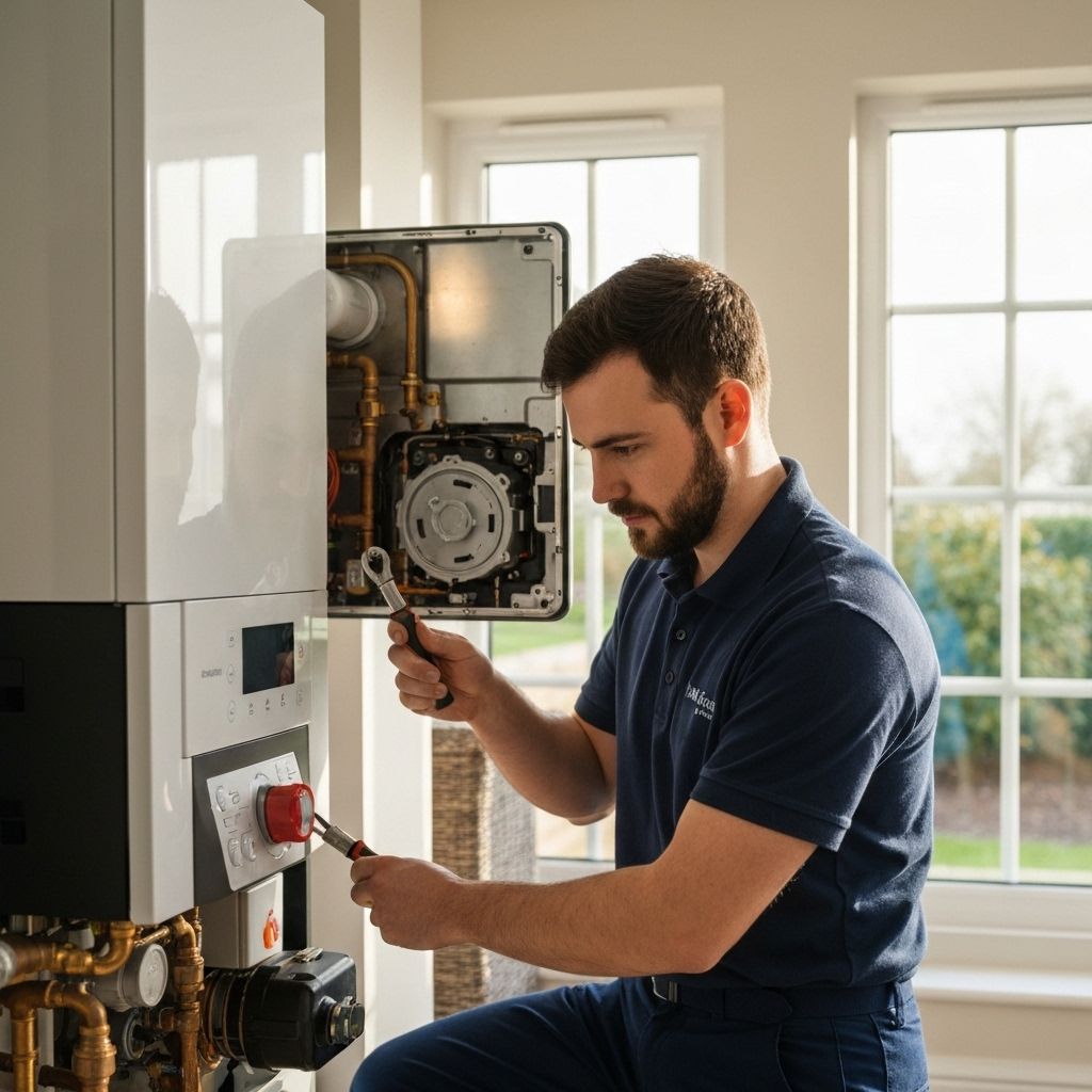 Professional Gas Safe engineer performing boiler service in Southampton home