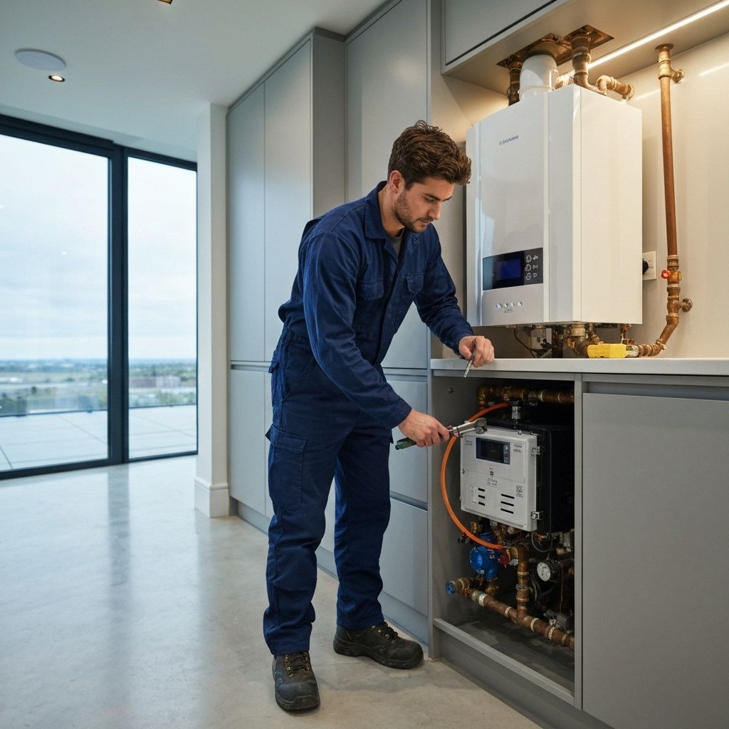Professional plumber Southampton working on boiler service